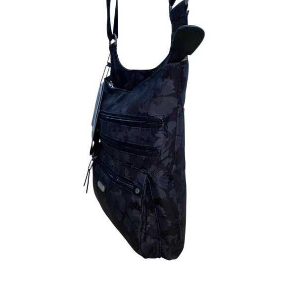 Baggallini Black Floral Design Adjustable Strap Zippered RFID Crossbody Bag Sz M - Picture 7 of 14